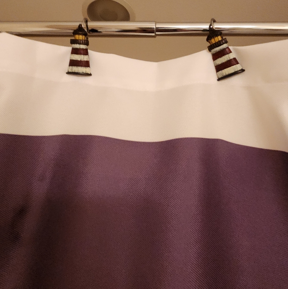 Lighthouse Hooks & Fabric Shower Curtain